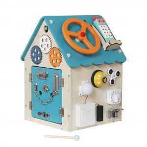 2Kids Toys Montessori Activity board Domeček tyrkysový