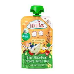 FruchtBar BIO Ovocná kapsička s hruškami, borůvkami, jahodami, dýní a oves. vločkami 100 g
