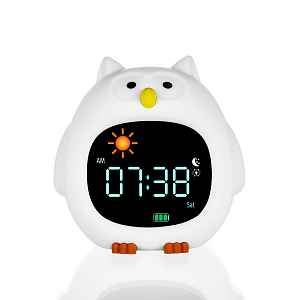 Zopa Silikonový dětský budík s nočním světlem a hudbou, Owl 2