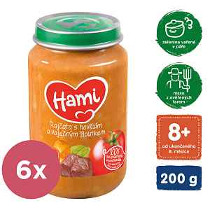 6x HAMI Rajčata s hovězím a brambory (200 g) - maso-zeleninový příkrm