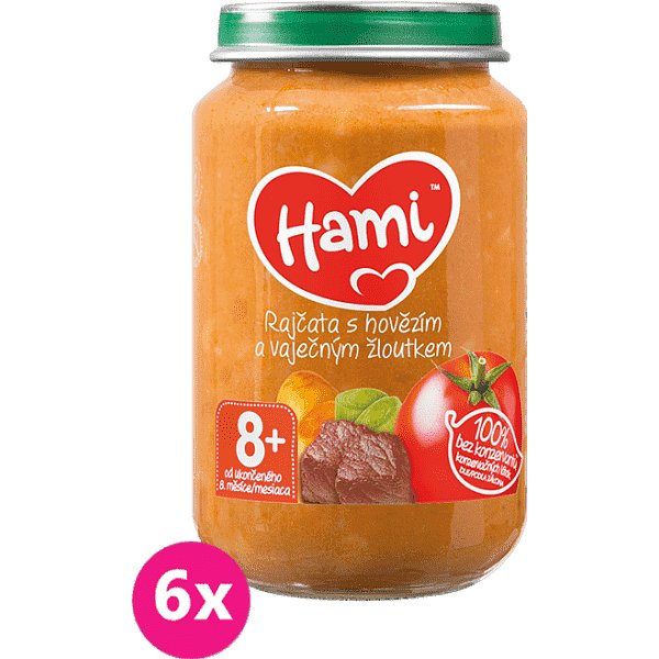 6x HAMI Rajčata s hovězím a brambory (200 g) - maso-zeleninový příkrm