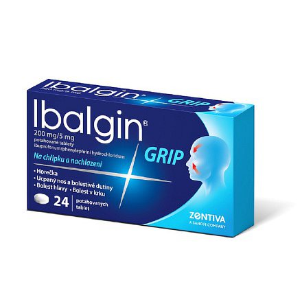 Ibalgin Grip 200mg/5mg potahované tablety 24ks