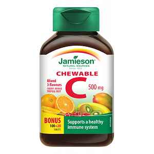 Vitamín C 500 mg tablety na cucání mix tří ovocných příchutí 120 tbl.