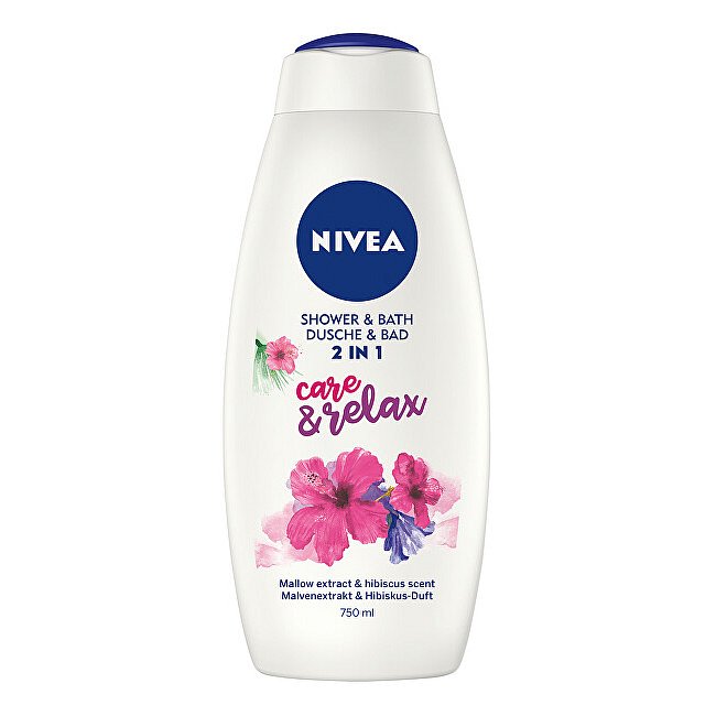 Nivea Sprchový gel a pěna do koupele Care & Relax  750 ml