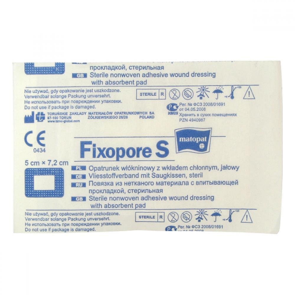 Fixopore S 5 x 7.2 cm á 1 ks. sterilní náplast