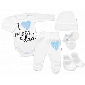 Baby Nellys 5-ti dílná soupravička do porodnice I love mom & dad, kluk vel.  62