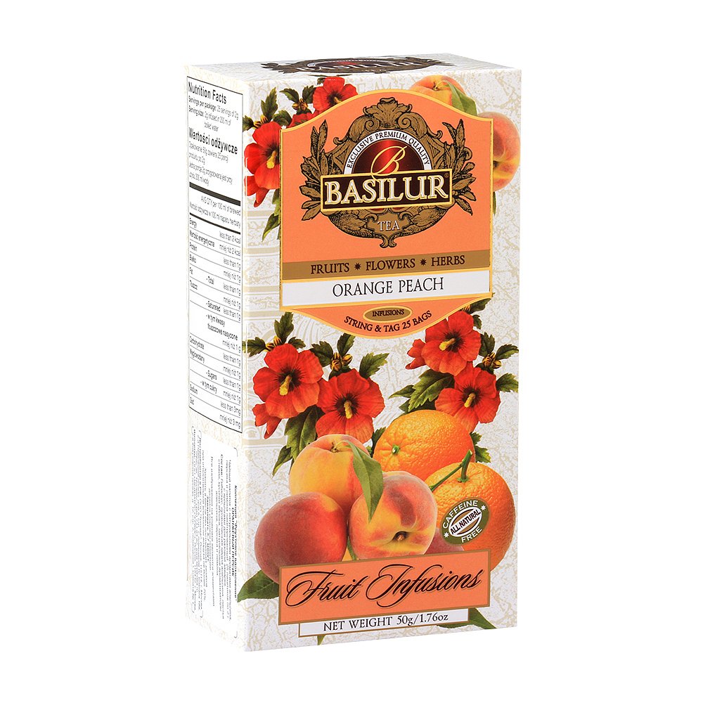 BASILUR Fruit Orange Peach ovocný čaj 25 sáčků