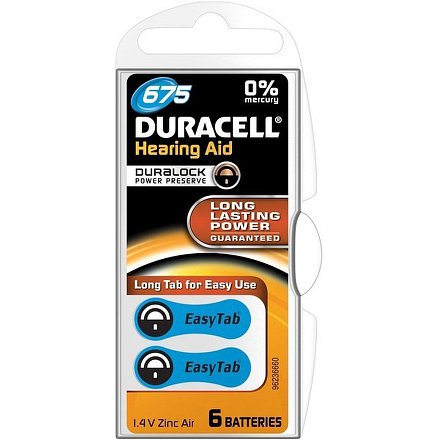 Baterie do naslouch.Duracell DA675 Easy Tab 6ks