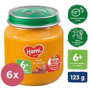 6x HAMI Mrkev, brambor a hovězí (125 g) - maso-zeleninový příkrm