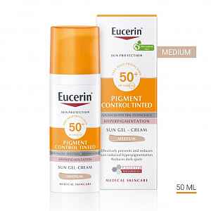 Eucerin Pigment Control Emulze na opalování na obličej s depigmentačním účinkem SPF 50+ středně tmavá 50 ml