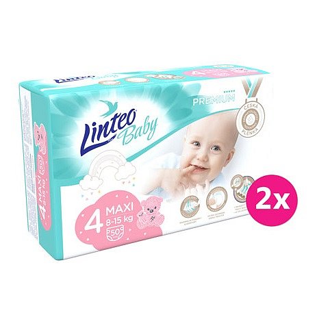 2x LINTEO BABY Plenky Baby Prémium MAXI (8-15 kg) 50 ks