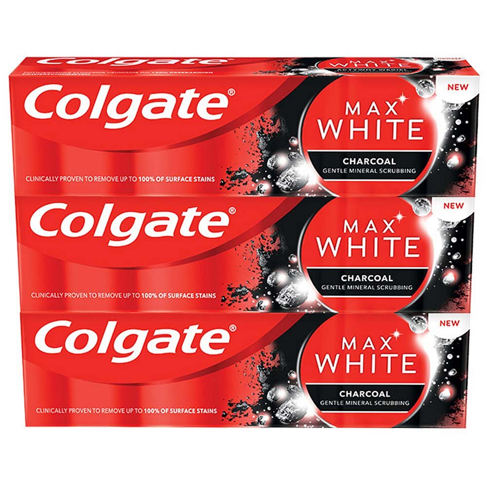 COLGATE Zubní pasta Max White Charcoal  3x 75 ml