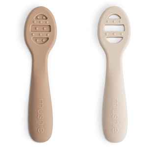 Mushie First Feeding Baby Spoons lžička Natural/ Shifting Sand 6m+ 2 ks