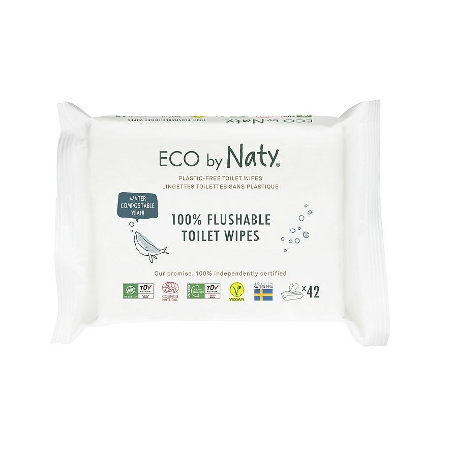 ECO by Naty Vlhčené splachovatelné ubrousky bez vůně 42 ks