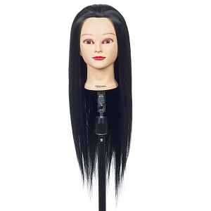 Cvičná hlava s umělými vlasy Original Best Buy Jessy - černá, 50-60 cm (0030096)