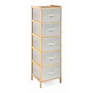 G21 Bambusový regál s 5 košíky, béžový