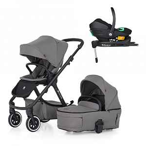 Petite&Mars Kočárek kombinovaný ICON 2v1 Dove Grey LITE AIR + Core Pro i-Size Black + Báze