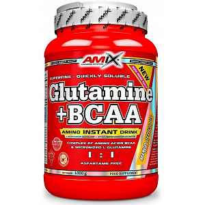 AMIX L-Glutamine + BCAA - powder, Pomeranč, 1000g