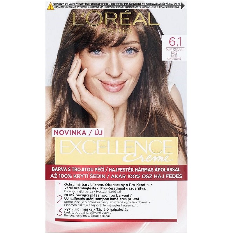 L´Oréal Paris Permanentní barva na vlasy Excellence Creme 6.1 tmavá popelavá blond