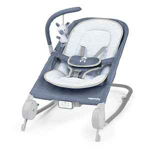 INGENUITY Lehátko masážní vibrující s melodií Happy Belly™ Rock-to-Bounce - Chambray 0m+ do 9kg