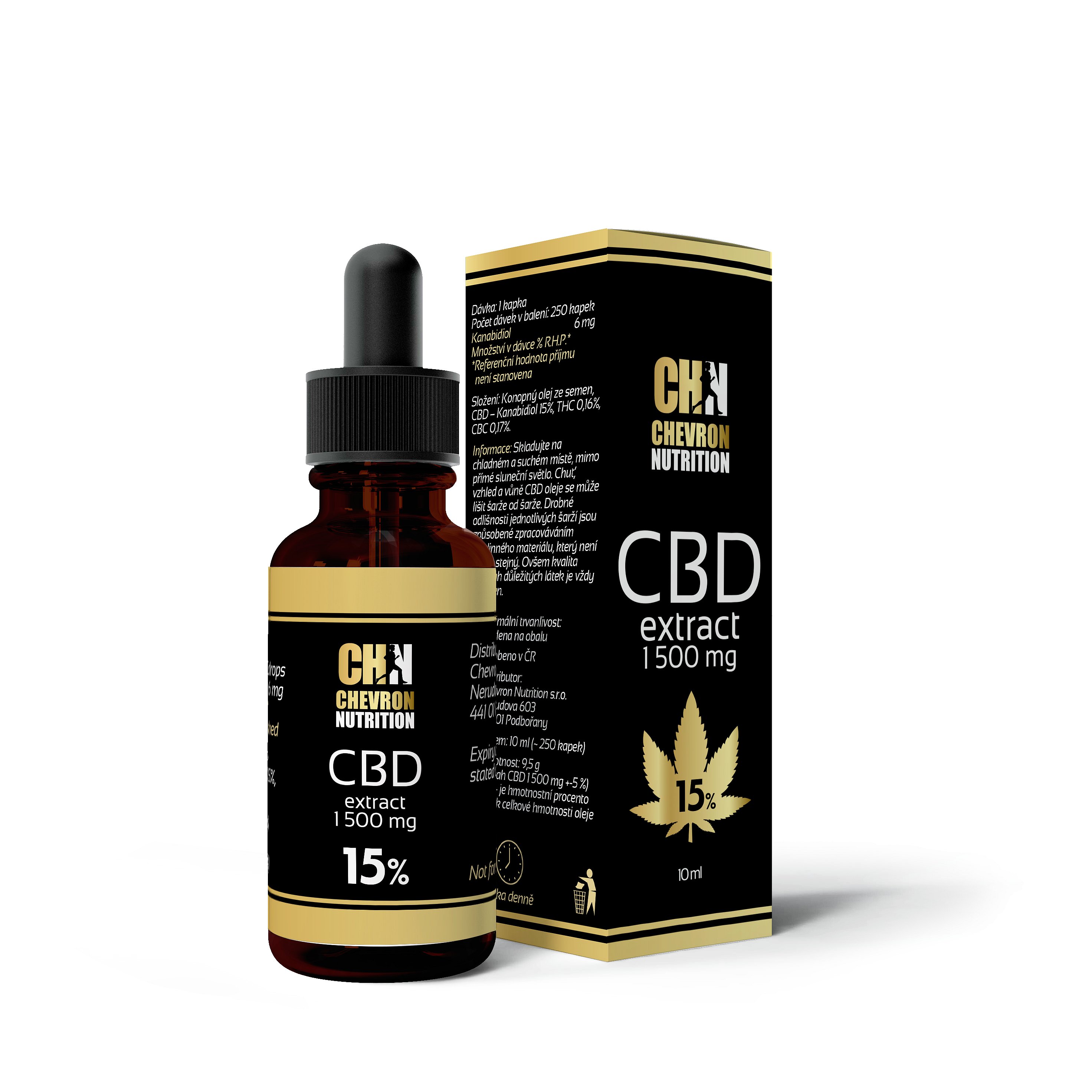 Chevron Nutrition CBD Konopný olej 15% 1500 mg 10 ml