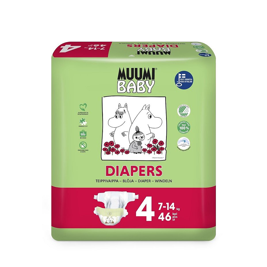 MUUMI Baby Maxi (7-14 kg), 46 ks – jednorázové pleny