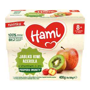 Hami 100% ovoce Jablko kiwi a acerola 8m+ 4x100 g