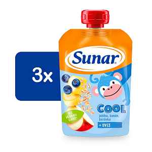 3x SUNAR Cool borůvka, banán, ovesné vločky 110g