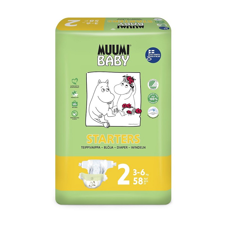 MUUMI Baby Mini 58 ks (3-6 kg) – jednorázové pleny