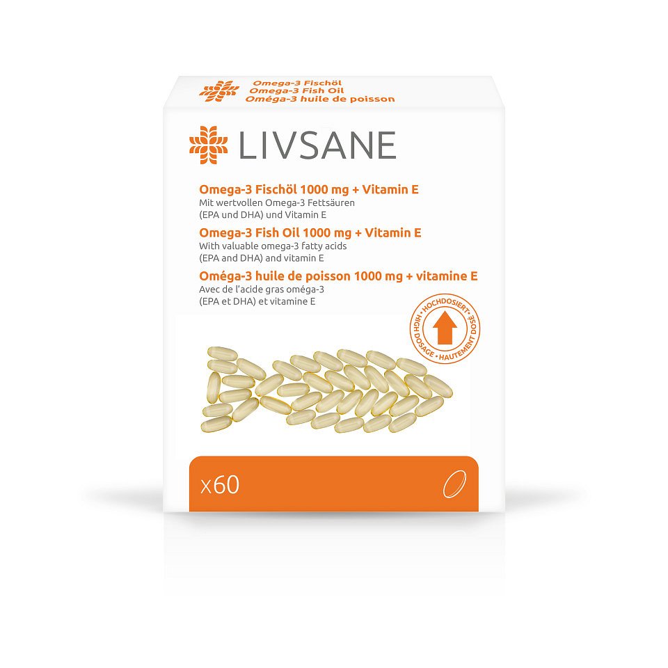 LIVSANE Omega3 rybí olej + Vitamin E kapsle 60 ks