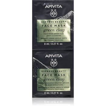 Apivita Express Beauty Green Clay čisticí a vyhlazující pleťová maska se zeleným jílem 2 x 8 ml