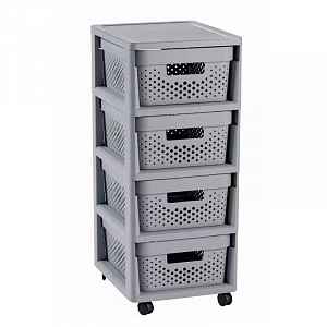 Curver Regál Infinity Dots 4x11L se zásuvkami světle šedý