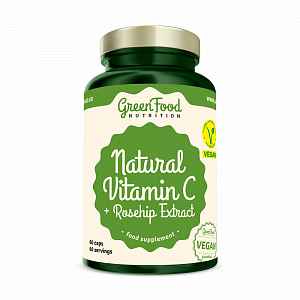 GREENFOOD NUTRITION Natural vitamin C + extrakt ze šípků 60 kapslí