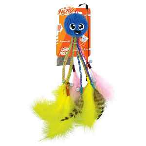 NERF CAT Hračka pro kočky plyšový ptáček s rolničkou a hůlkou 9 cm
