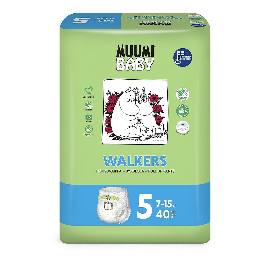 MUUMI Walkers Maxi+ 40 ks (7-15 kg) – jednorázové pleny