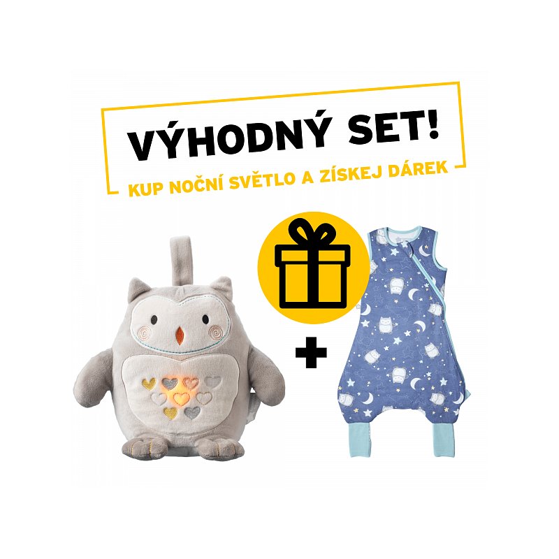 Tommee Tippee Noční světlo s hudbou Grofriend Ollie the Owl + dárek