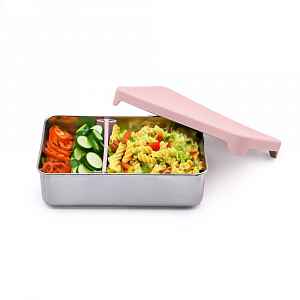 Melii Nerezový Bento box 740 ml se silikonovým víkem - růžový