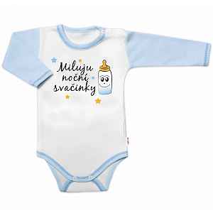 Baby Nellys Body dl. rukáv s vtip. textem  Miluju noční svačinky vel.  86, kluk