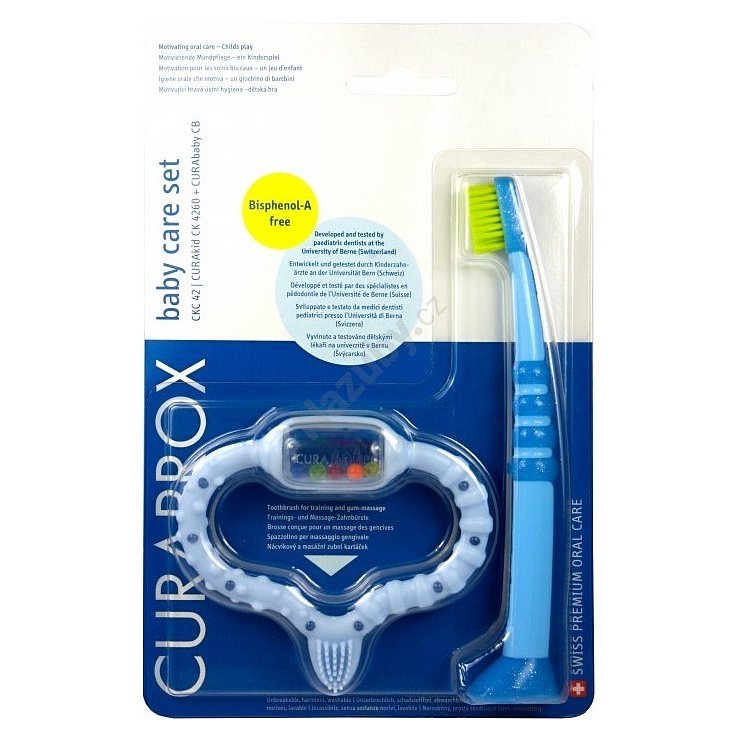 Curaprox CKC 42 set modré kousátko (pro CHLAPCE)+CURAkid kartáček