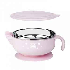 Saro Baby nerezová termomiska s přísavkou 350ml Pink