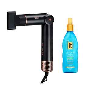 Multifunkční kulmofén Kiepe Professional Home Precision AirFlex - 1500 W, černý + kondicionér It Haircare 300 ml zdarma