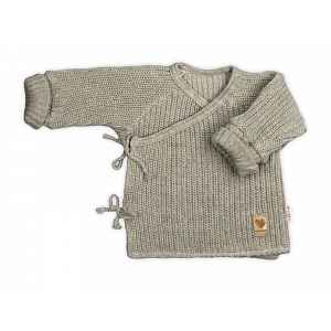 Baby Nellys Kojenecký svetřík, rostoucí, na zavazování na boku - tm. béžová, 62/68