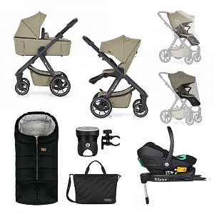Petite&Mars Kočárek kombinovaný ICON 2v1 Mossy Green XXL RWS + Core Pro i-Size Black + Báze
