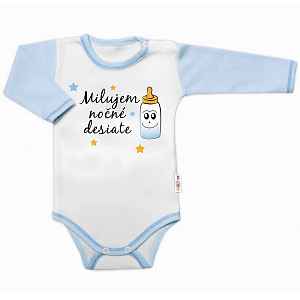 Baby Nellys Body dl. rukáv s vtip. textem  Milujem nočné desiate vel.  74, kluk
