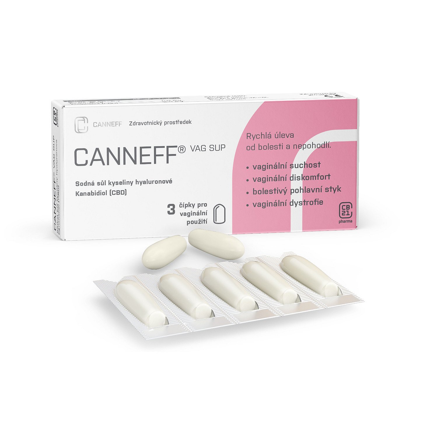 CANNEFF VAG SUP vaginální čípky 3 ks