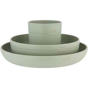 LOVI Tableware Set with Cup jídelní sada Pistachio 3 ks
