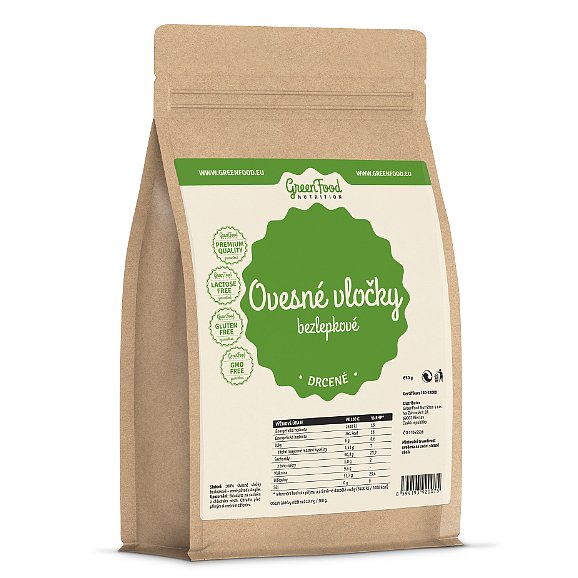 GreenFood Nutrition Ovesné vločky bezlepkové drcené 750g