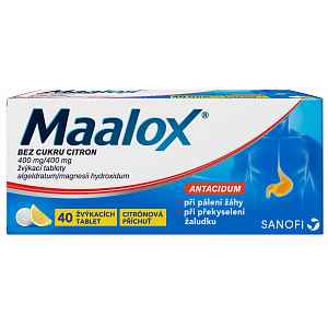 Maalox bez cukru Citron perorální tablety žvýkací 40