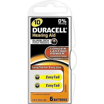 Baterie do naslouch.Duracell DA10 Easy Tab 6ks