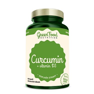 GreenFood Nutrition Curcumin + Vitamin D3 90kapslí